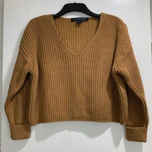 Camel V-Neck Knit Sweater